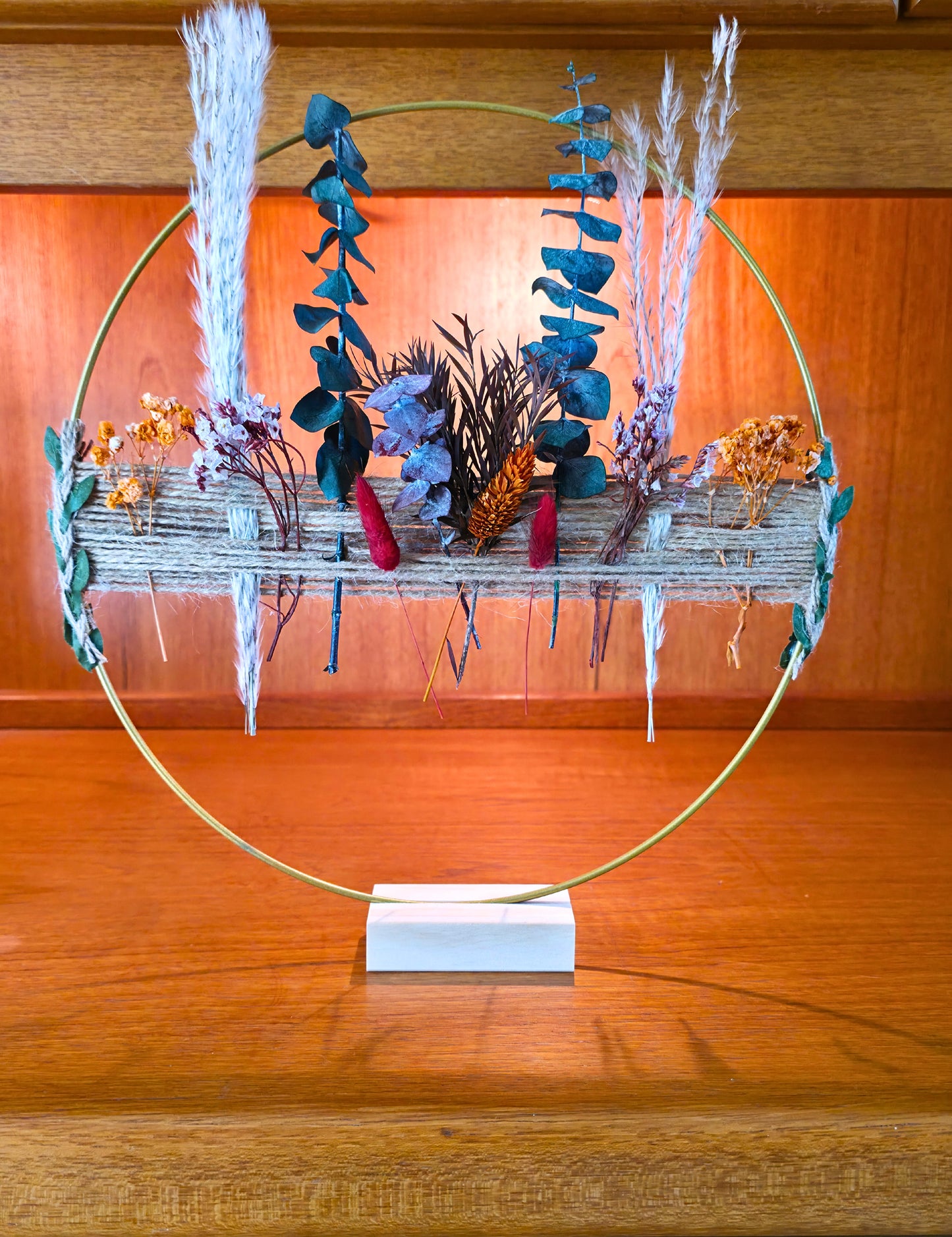 Modern Harvest Boho Ring - Dried Flower Wall or Table Display - 12"