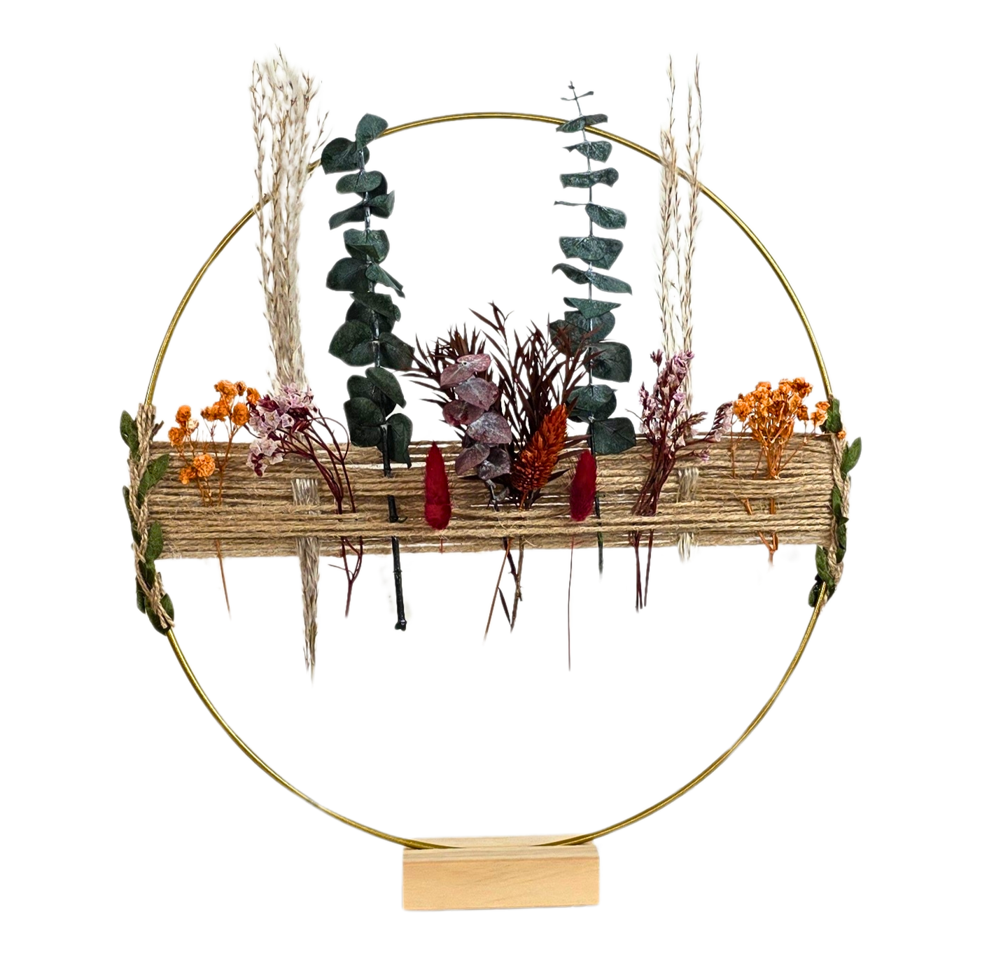 Modern Harvest Boho Ring - Dried Flower Wall or Table Display - 12"