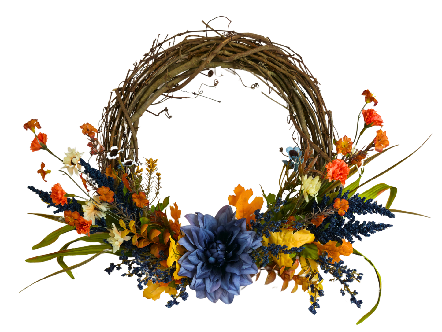 Golden Blue Wreath - 14"