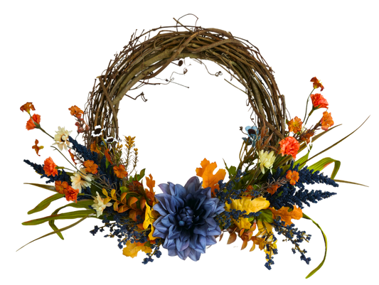 Golden Blue Wreath - 14"