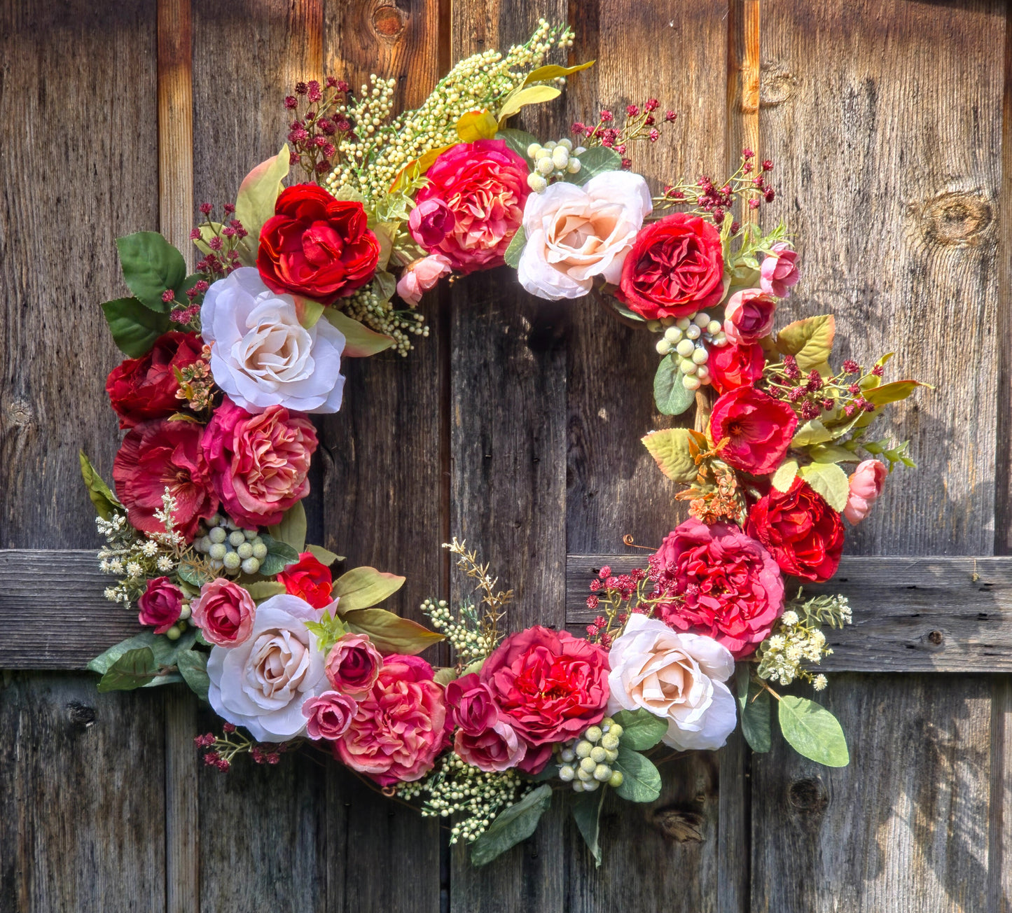 Romantic Rose & Berry Wreath - 20"